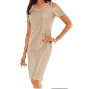 Chicos Cold Shoulder Sequin Dress Size 0 petite EUC